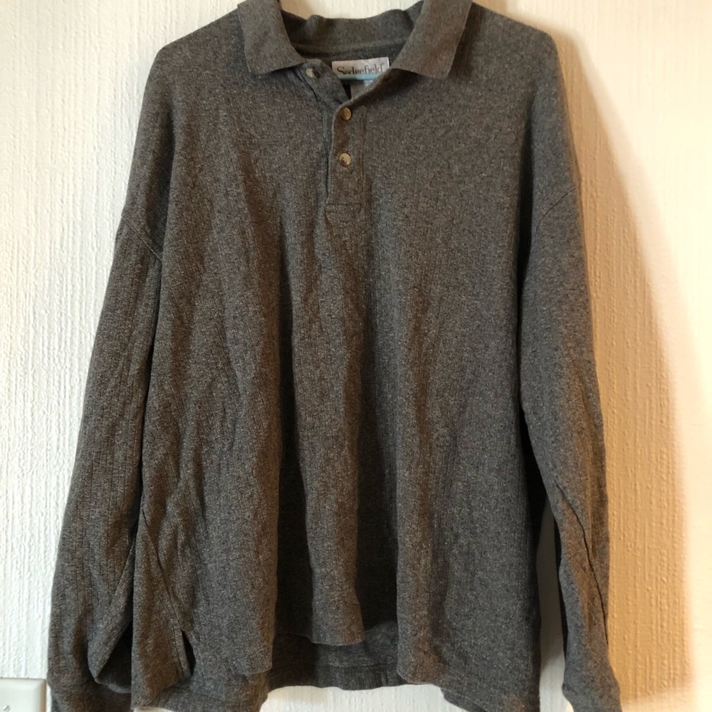 Sedgefield men brown gray king sleeve collar button shirt sweater polo